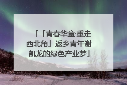 「青春华章·重走西北角」返乡青年谢凯龙的绿色产业梦