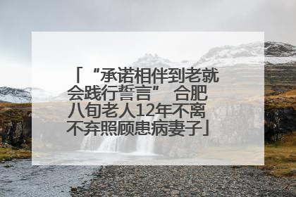 “承诺相伴到老就会践行誓言” 合肥八旬老人12年不离不弃照顾患病妻子