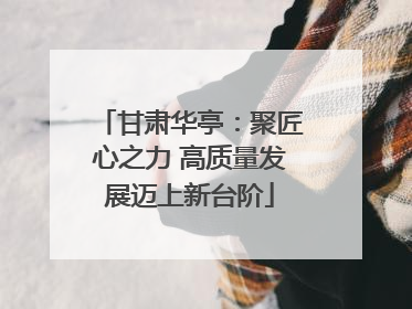 甘肃华亭：聚匠心之力 高质量发展迈上新台阶