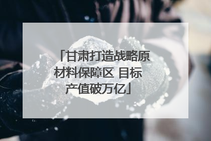 甘肃打造战略原材料保障区 目标产值破万亿