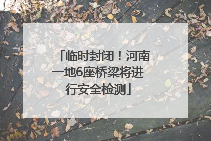 临时封闭！河南一地6座桥梁将进行安全检测