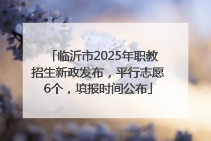 临沂市2025年职教招生新政发布，平行志愿6个，填报时间公布