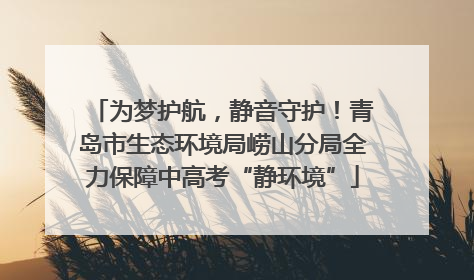 为梦护航，静音守护！青岛市生态环境局崂山分局全力保障中高考“静环境”