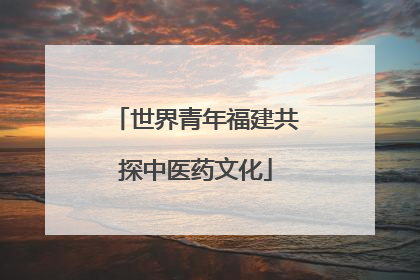 世界青年福建共探中医药文化