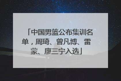 中国男篮公布集训名单，周琦、曾凡博、雷蒙、廖三宁入选