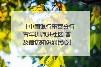 中国银行东营分行青年讲师进社区 普及信访知识润民心
