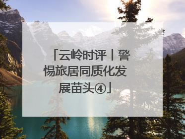 云岭时评丨警惕旅居同质化发展苗头④