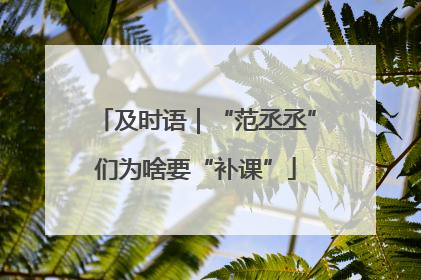 及时语｜“范丞丞”们为啥要“补课”
