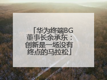 华为终端BG董事长余承东：创新是一场没有终点的马拉松