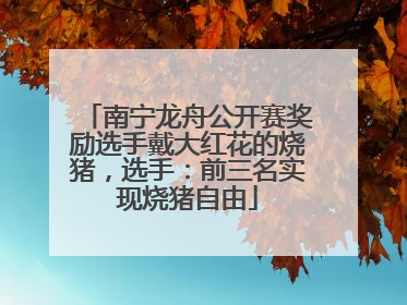 南宁龙舟公开赛奖励选手戴大红花的烧猪，选手：前三名实现烧猪自由
