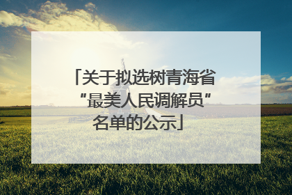 关于拟选树青海省“最美人民调解员” 名单的公示