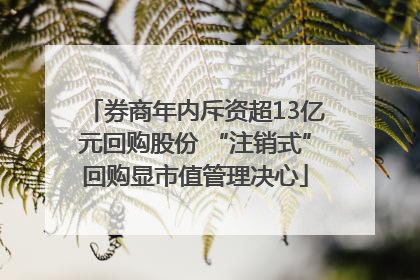券商年内斥资超13亿元回购股份 “注销式”回购显市值管理决心