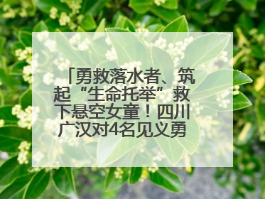 勇救落水者、筑起“生命托举”救下悬空女童！四川广汉对4名见义勇为人员进行表彰