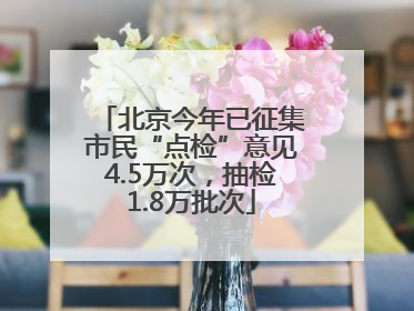 北京今年已征集市民“点检”意见4.5万次，抽检1.8万批次