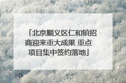 北京顺义区仁和镇招商迎来重大成果 重点项目集中签约落地