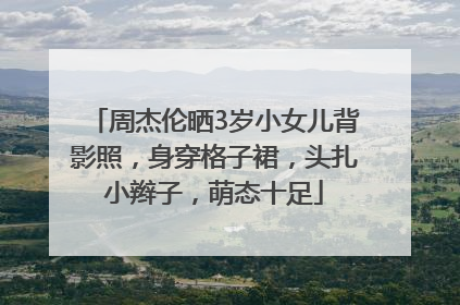 周杰伦晒3岁小女儿背影照，身穿格子裙，头扎小辫子，萌态十足