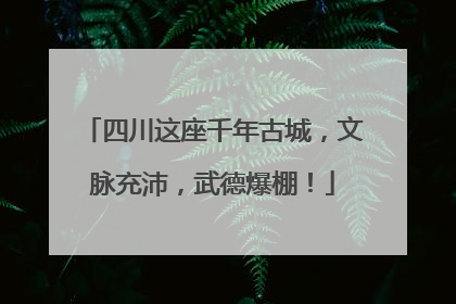 四川这座千年古城，文脉充沛，武德爆棚！