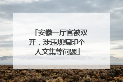 安徽一厅官被双开，涉违规编印个人文集等问题