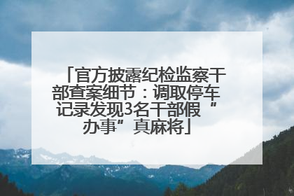 官方披露纪检监察干部查案细节：调取停车记录发现3名干部假“办事”真麻将