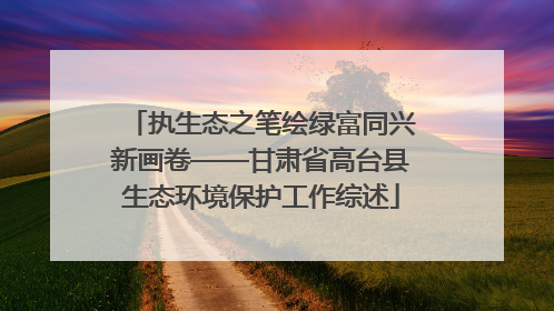 执生态之笔绘绿富同兴新画卷——甘肃省高台县生态环境保护工作综述