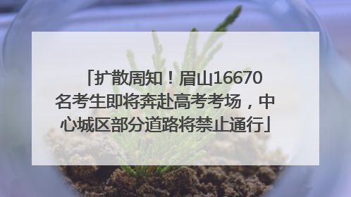 扩散周知！眉山16670名考生即将奔赴高考考场，中心城区部分道路将禁止通行