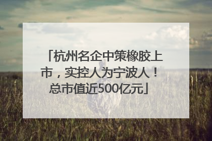 杭州名企中策橡胶上市，实控人为宁波人！总市值近500亿元