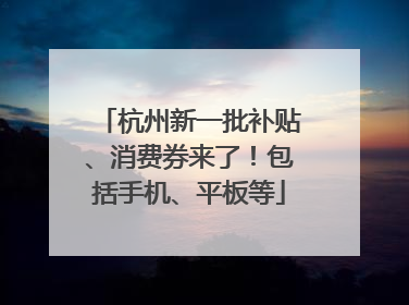 杭州新一批补贴、消费券来了！包括手机、平板等