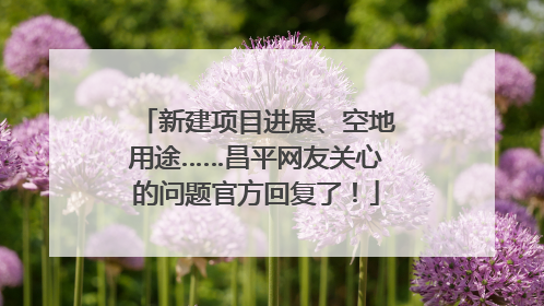 新建项目进展、空地用途……昌平网友关心的问题官方回复了！