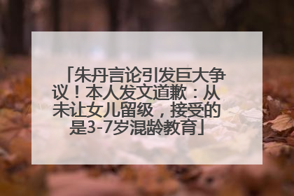 朱丹言论引发巨大争议！本人发文道歉：从未让女儿留级，接受的是3-7岁混龄教育