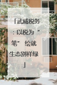 武威税务：以税为“笔” 绘就生态别样绿
