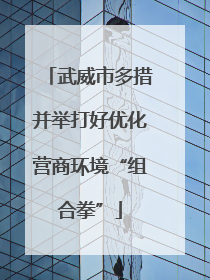 武威市多措并举打好优化营商环境“组合拳”