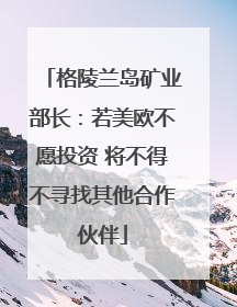 格陵兰岛矿业部长：若美欧不愿投资 将不得不寻找其他合作伙伴