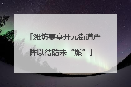 潍坊寒亭开元街道严阵以待防未“燃”