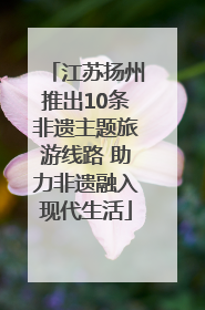 江苏扬州推出10条非遗主题旅游线路 助力非遗融入现代生活