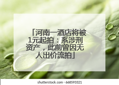 河南一酒店将被1元起拍：系涉刑资产，此前曾因无人出价流拍