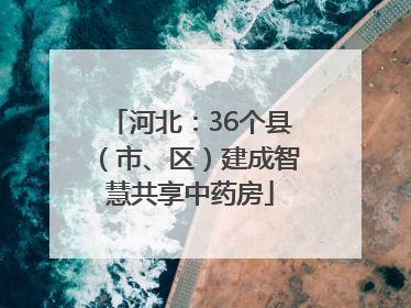 河北：36个县（市、区）建成智慧共享中药房