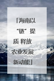 海南以“链”提质 释放农业发展新动能