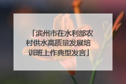 滨州市在水利部农村供水高质量发展培训班上作典型发言