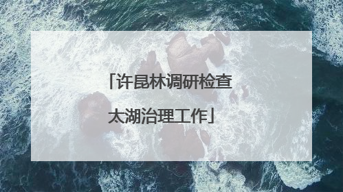 许昆林调研检查太湖治理工作