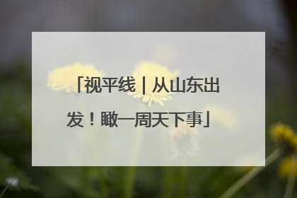 视平线｜从山东出发！瞰一周天下事