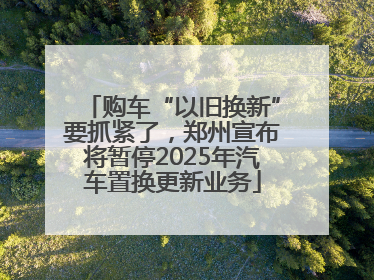 购车“以旧换新”要抓紧了，郑州宣布将暂停2025年汽车置换更新业务