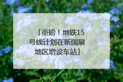 重磅！地铁15号线计划在新国展地区增设车站