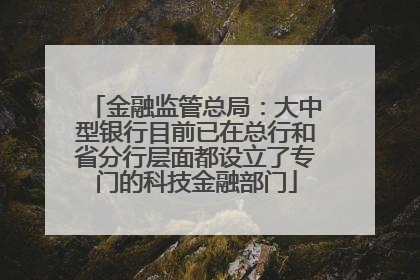 金融监管总局：大中型银行目前已在总行和省分行层面都设立了专门的科技金融部门