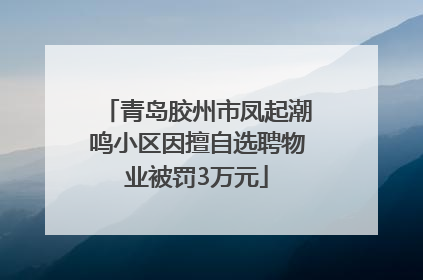 青岛胶州市凤起潮鸣小区因擅自选聘物业被罚3万元