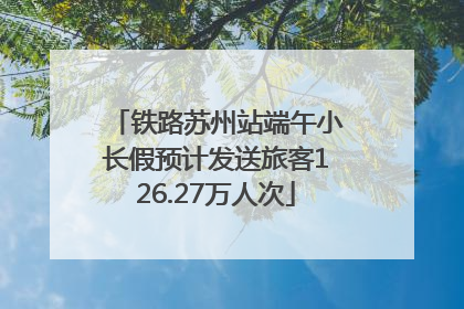 铁路苏州站端午小长假预计发送旅客126.27万人次