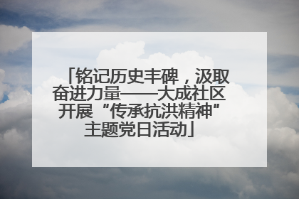 铭记历史丰碑，汲取奋进力量——大成社区开展“传承抗洪精神”主题党日活动