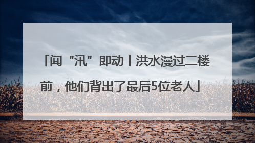 闻“汛”即动丨洪水漫过二楼前，他们背出了最后5位老人