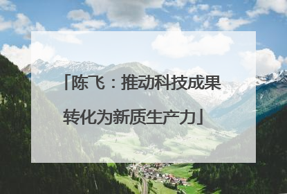 陈飞：推动科技成果转化为新质生产力