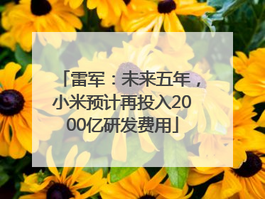 雷军：未来五年，小米预计再投入2000亿研发费用