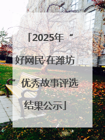 2025年“好网民·在潍坊”优秀故事评选结果公示